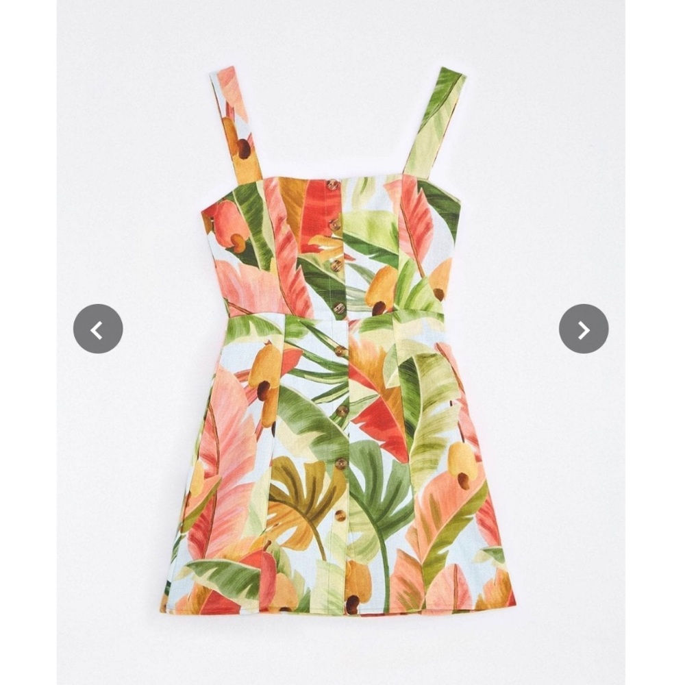 FARM Rio Tropical Print Mini Dress - Green, Pink, Orange